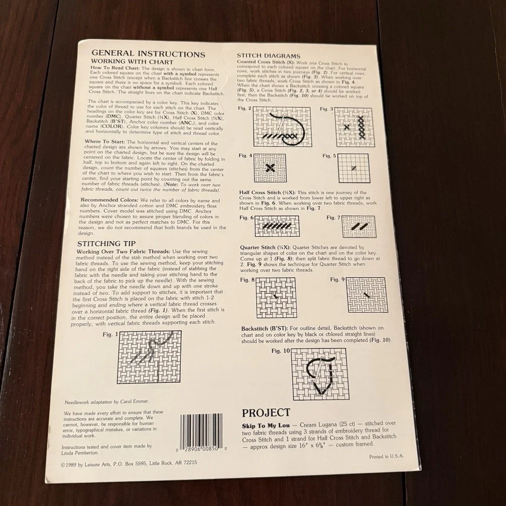 Amish Leisure Arts Skip to My Lou Cross Stitch Pattern‎ Leaflet 1989